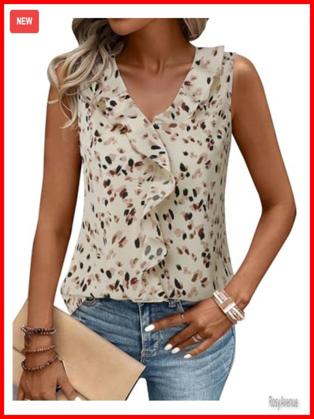 Womens Sleeveless Business Casual Tank Top Ruffle Blouse Office Work Shirt